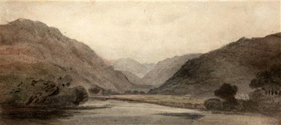 Thomas Girtin (1775-1802) Llangltyd, near Dolgelly, 4.25 x 9.75in.